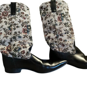 John Fluevog “Swordfish Brand” vintage cowboy boots  with floral knit top 6.5